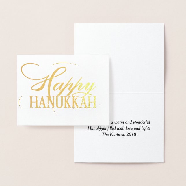 Tarjeta Con Relieve Metalizado Hanukkah Elegant Gold Fancy Script (Demostración)