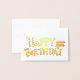 Tarjeta Con Relieve Metalizado Happy Birtday Tarta