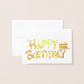 Tarjeta Con Relieve Metalizado Happy Birtday Tarta