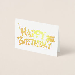 Tarjeta Con Relieve Metalizado Happy Birtday Tarta