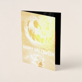TARJETA CON RELIEVE METALIZADO HAPPY HALLOWEEN