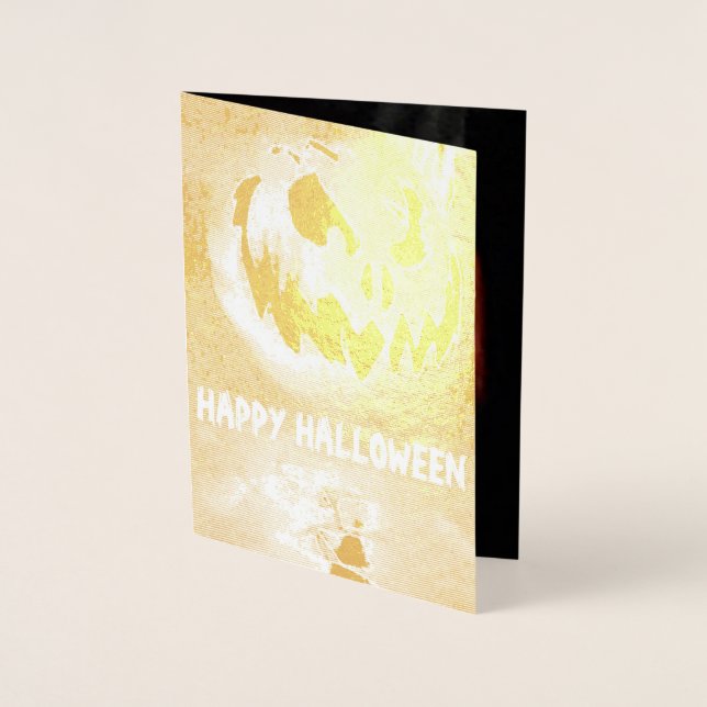 TARJETA CON RELIEVE METALIZADO HAPPY HALLOWEEN (Anverso)