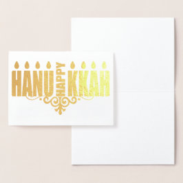 Tarjeta Con Relieve Metalizado Happy Hannukah