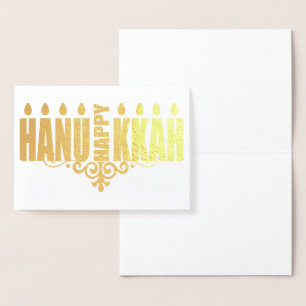 Tarjeta Con Relieve Metalizado Happy Hannukah