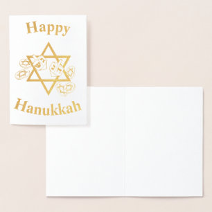Tarjeta Con Relieve Metalizado Happy Hannukah