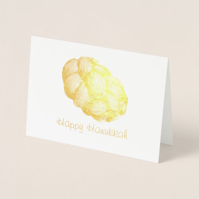 Tarjeta Con Relieve Metalizado Happy Hanukkah Chanukah Jewish Holidays Challenge (Anverso)