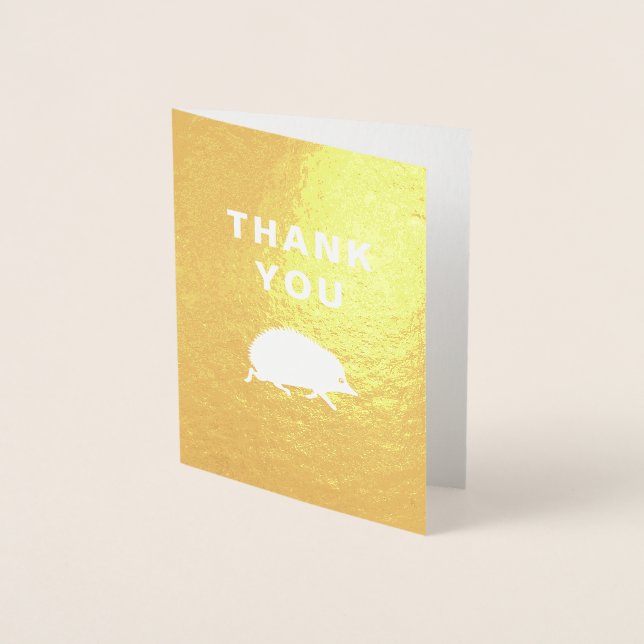 Tarjeta Con Relieve Metalizado Happy Hedgehog Golden Gracias Notas (Anverso)