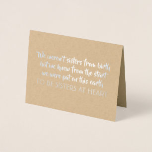 Tarjeta Con Relieve Metalizado Hermanas en el corazón - Dulce propuesta de la dam