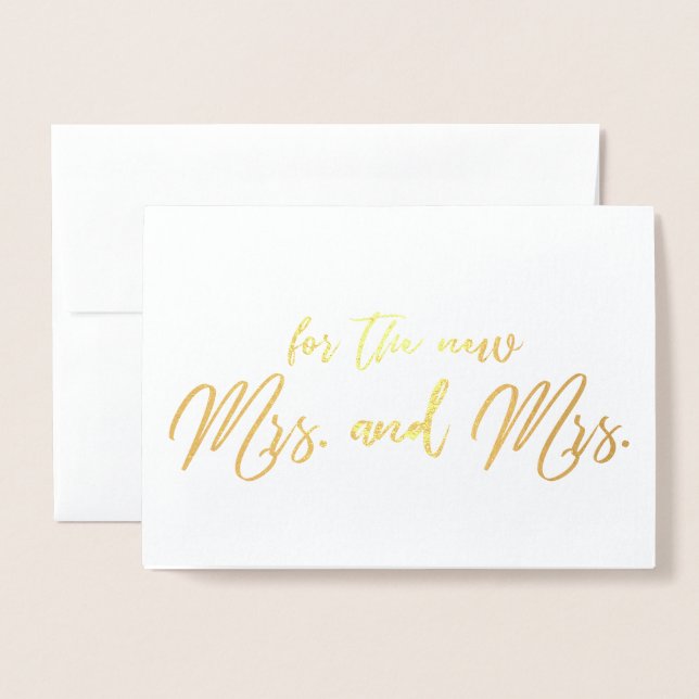 Tarjeta Con Relieve Metalizado Hermosa Boda lesbiana felicita caligrafía (Anverso con sobre)
