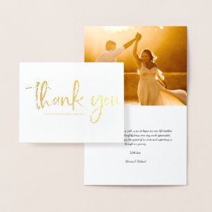 Tarjeta Con Relieve Metalizado Hermosa fotografía de agradecimiento de boda con c