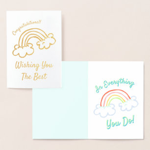 Tarjeta Con Relieve Metalizado Hermosas felicitaciones Arcoiris