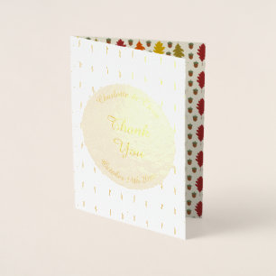 Tarjeta Con Relieve Metalizado Hojas de roble y maíz Personalizado Boda otoño