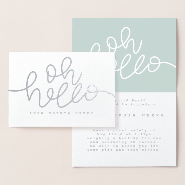 Tarjeta Con Relieve Metalizado Hola anuncio de nacimiento de Relieve metalizado r (Demostración)