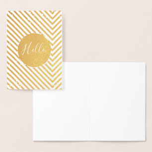 Tarjeta Con Relieve Metalizado Hola Chevron Gold