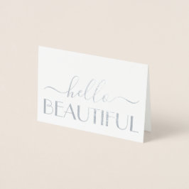 Tarjeta Con Relieve Metalizado Hola Nota Doble Simple Moderna y Hermosa