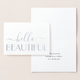 Tarjeta Con Relieve Metalizado Hola Nota Doble Simple Moderna y Hermosa