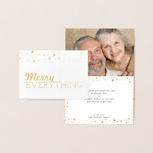 Tarjeta Con Relieve Metalizado HOLIDAY GREETING foto familiar alegre todo (Demostración)