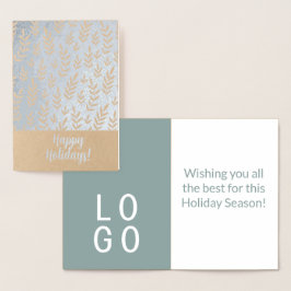 TARJETA CON RELIEVE METALIZADO HOLIDAY HOLIDAY BUSINESS GREETING LOGO SAGE VERDE
