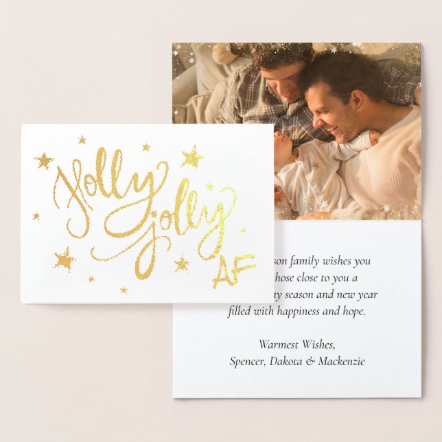 Tarjeta Con Relieve Metalizado Holly Jolly AF | Fotografía de Relieve metalizado  (Demostración)