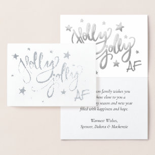 Tarjeta Con Relieve Metalizado Holly Jolly AF   Guión de Relieve metalizado brill