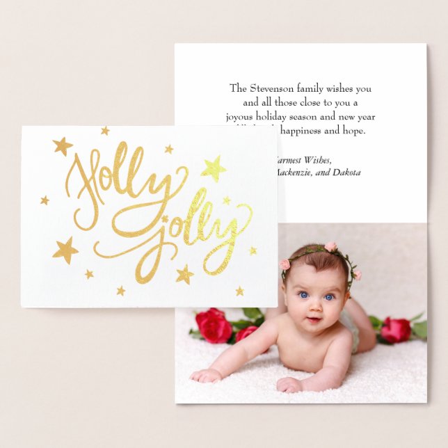 Tarjeta Con Relieve Metalizado Holly Jolly | Elegante Relieve metalizado de Faux  (Demostración)