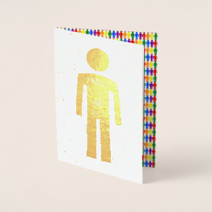 Tarjeta Con Relieve Metalizado Hombre gay LGBTQ Silhouette y hombres arcoiris