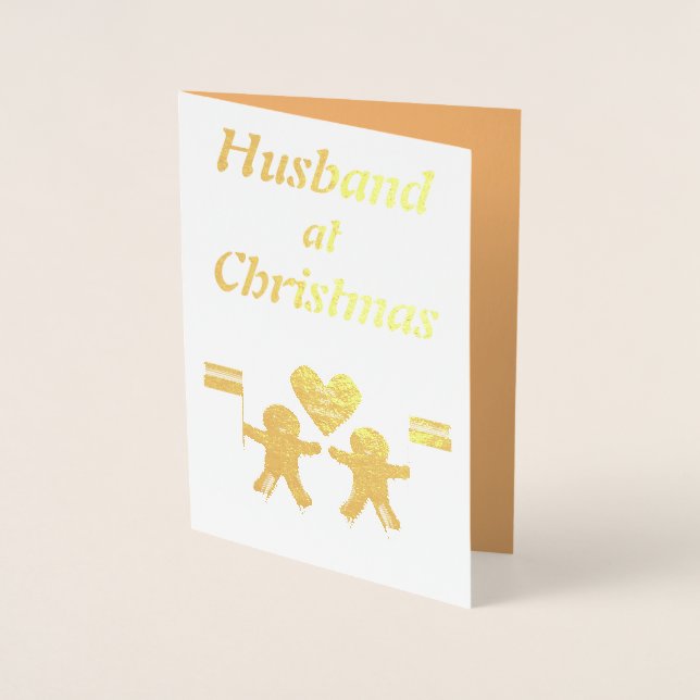 Tarjeta Con Relieve Metalizado Hombres gay Navidades Gingerbread Pareja Esposo (Anverso)