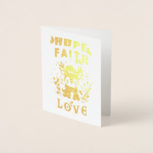 Tarjeta Con Relieve Metalizado Hope Faith Love