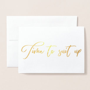 Tarjeta Con Relieve Metalizado Hora de prepararse Propuesta de padrino de boda