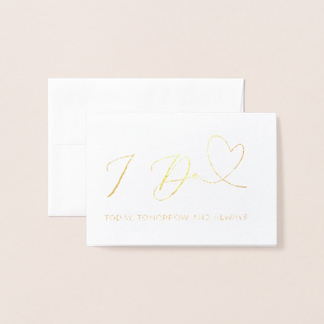 Tarjeta Con Relieve Metalizado Hoy hago mañana y siempre día de bodas (Anverso con sobre)