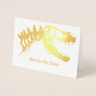 Tarjeta Con Relieve Metalizado Huesos T-Rex
