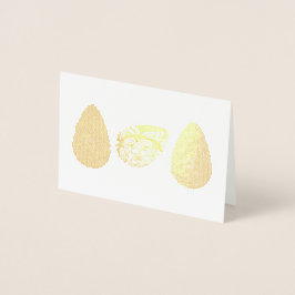 Tarjeta Con Relieve Metalizado Huevos de Pascua cubiertos de diferentes colores y