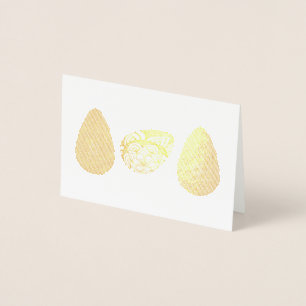 Tarjeta Con Relieve Metalizado Huevos de Pascua cubiertos de diferentes colores y
