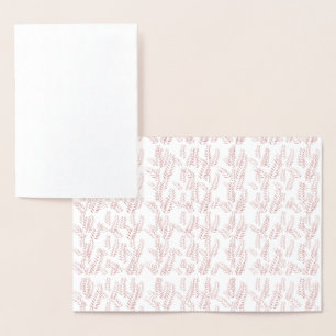 Tarjeta Con Relieve Metalizado Ilustracion Botánico Vintage - Arte Floral Elegant