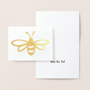 Tarjeta Con Relieve Metalizado Ilustracion de abejas estilizado