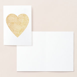 Tarjeta Con Relieve Metalizado Impresiones de garabatos Corazón 