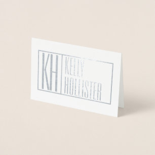 Tarjeta Con Relieve Metalizado Iniciales Modernas y Logotipo de Nombre (Interior