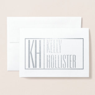 Tarjeta Con Relieve Metalizado Iniciales Modernas y Logotipo de Nombre (Interior
