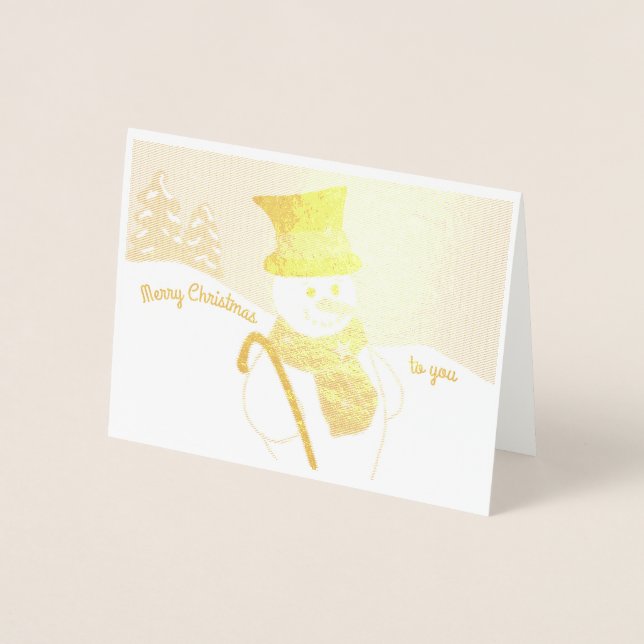 Tarjeta Con Relieve Metalizado Jolly Snowman (Anverso)