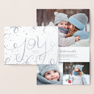 Tarjeta Con Relieve Metalizado Joy Holiday Photo Cards Relieve metalizado plate