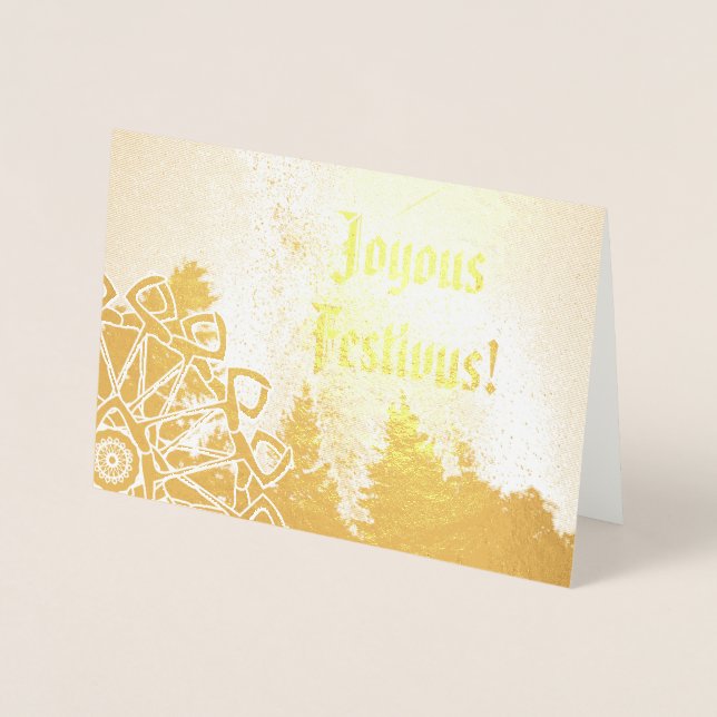 Tarjeta Con Relieve Metalizado Joyous Festivus Quest en realidad (Anverso)