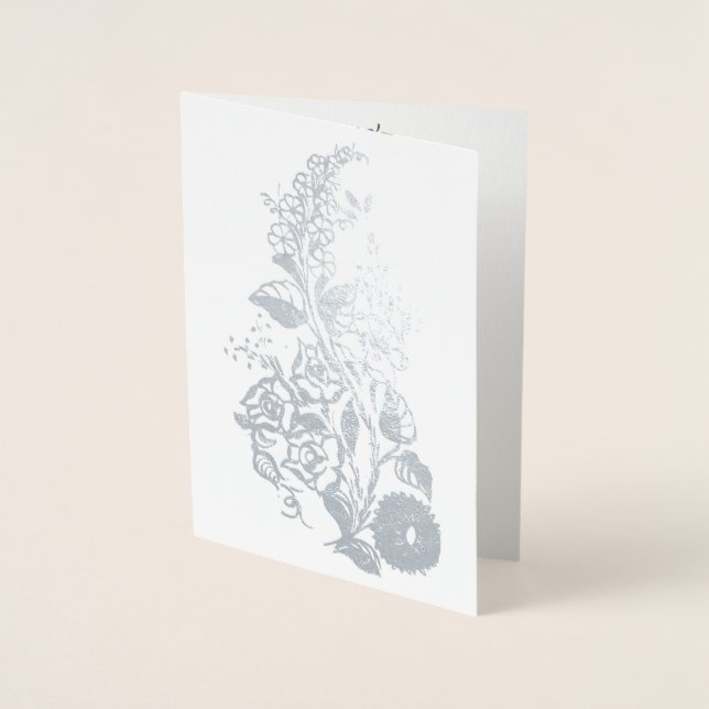 Tarjeta Con Relieve Metalizado Kalocsai elegante - plata de lujo en blanco (Anverso)