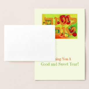 Tarjeta Con Relieve Metalizado L’Shana Tova Gold