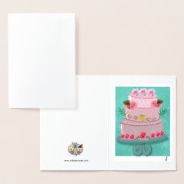 Tarjeta Con Relieve Metalizado La Celebración Rosada