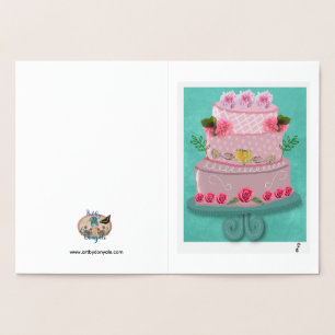 Tarjeta Con Relieve Metalizado La Celebración Rosada
