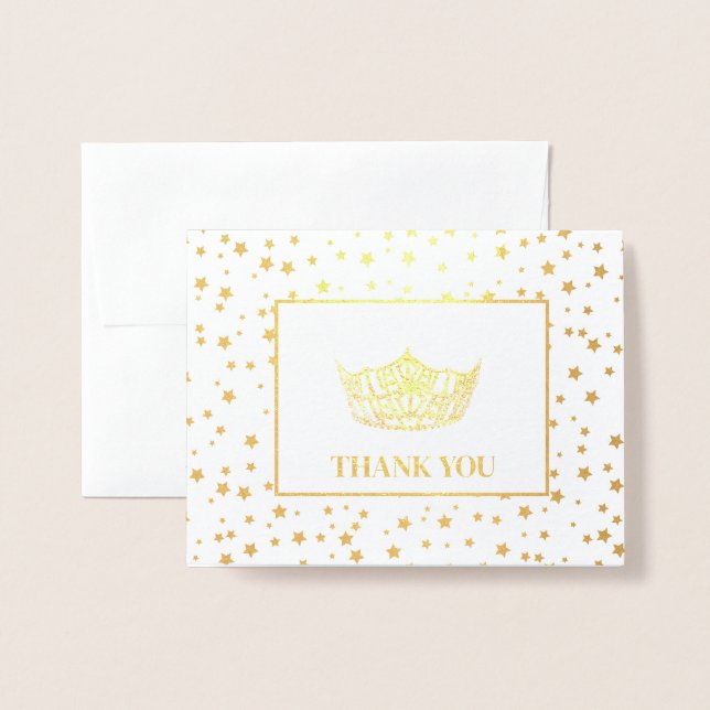 Tarjeta Con Relieve Metalizado La corona del concurso Miss América Style (Anverso con sobre)