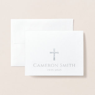 Tarjeta Con Relieve Metalizado La cruz plateada y la pérdida de nombres simpatías