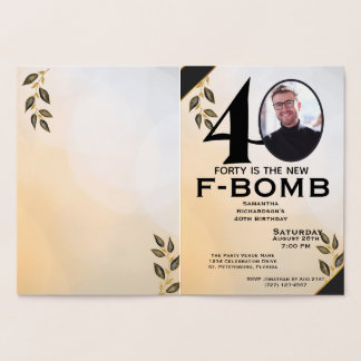 Tarjeta Con Relieve Metalizado La curiosa Cuarenta es la nueva damas de las F-Bom