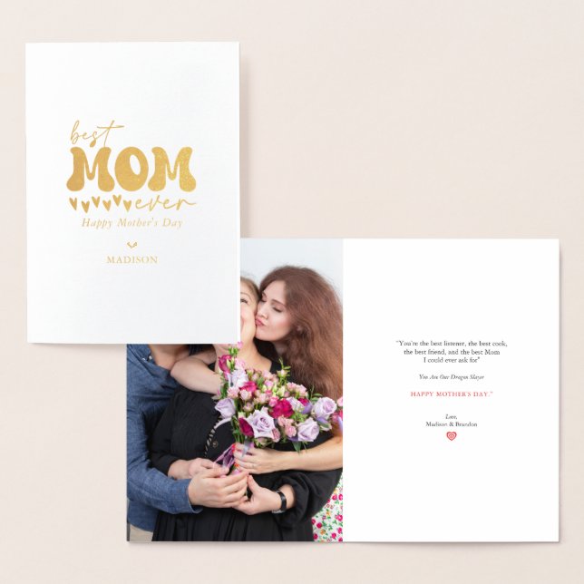 Tarjeta Con Relieve Metalizado La mejor mamá de la historia de los grises rojos (Demostración)