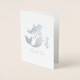 Tarjeta Con Relieve Metalizado La sirena Baby Shower Under the Sea Pastel